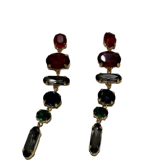 NWT ZENZII $48 Multicolored Stone Duster Earrings - Picture 2 of 3